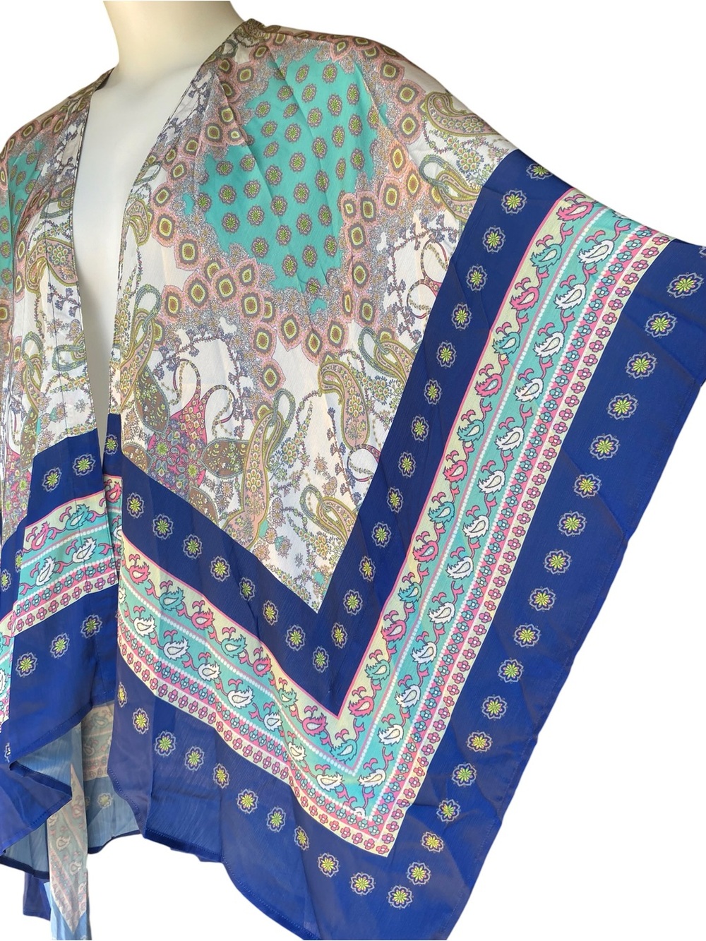 NWT Umgee Boutique Style Satin Paisley Kimono Cardigan Womens Size Medium Large - Picture 4 of 9